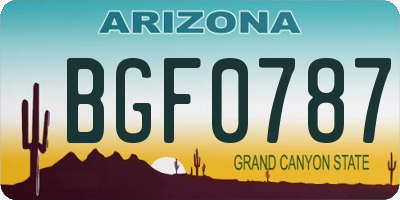 AZ license plate BGF0787