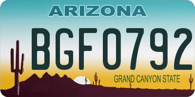 AZ license plate BGF0792