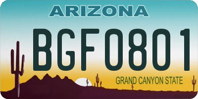 AZ license plate BGF0801