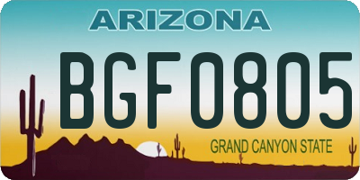 AZ license plate BGF0805