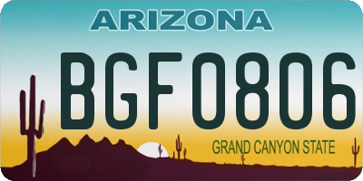 AZ license plate BGF0806
