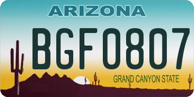 AZ license plate BGF0807