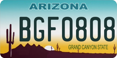 AZ license plate BGF0808