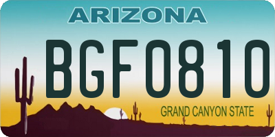 AZ license plate BGF0810
