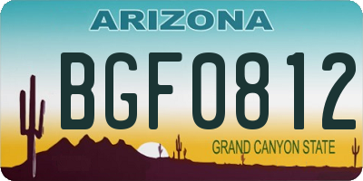 AZ license plate BGF0812
