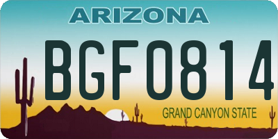 AZ license plate BGF0814