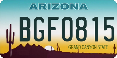 AZ license plate BGF0815