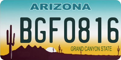 AZ license plate BGF0816