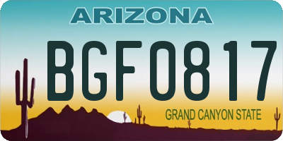 AZ license plate BGF0817