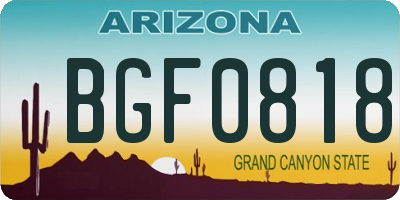 AZ license plate BGF0818