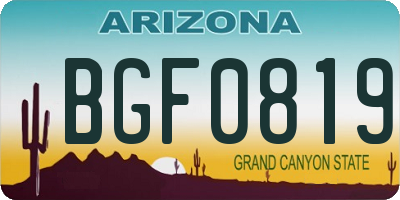 AZ license plate BGF0819