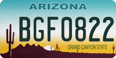 AZ license plate BGF0822