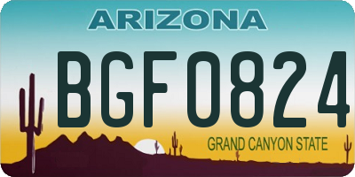 AZ license plate BGF0824