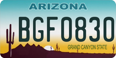 AZ license plate BGF0830
