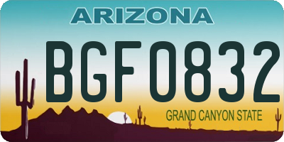 AZ license plate BGF0832