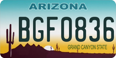 AZ license plate BGF0836