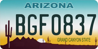 AZ license plate BGF0837