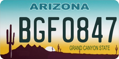 AZ license plate BGF0847