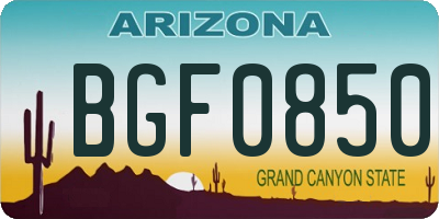 AZ license plate BGF0850