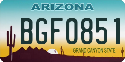 AZ license plate BGF0851