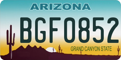 AZ license plate BGF0852