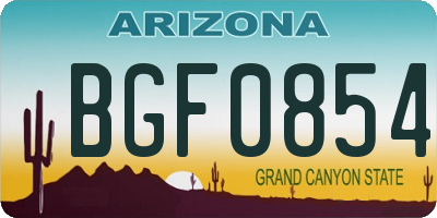 AZ license plate BGF0854