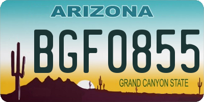 AZ license plate BGF0855