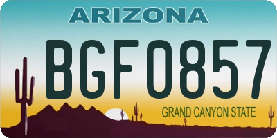 AZ license plate BGF0857