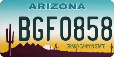 AZ license plate BGF0858