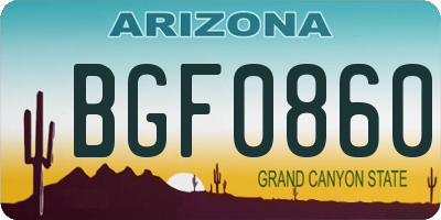 AZ license plate BGF0860