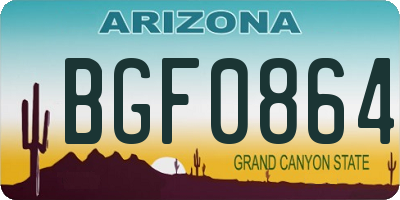 AZ license plate BGF0864