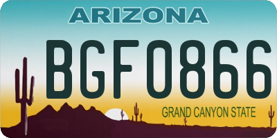 AZ license plate BGF0866