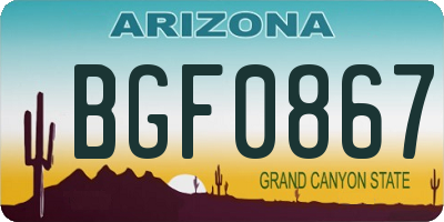 AZ license plate BGF0867
