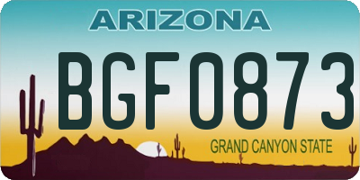 AZ license plate BGF0873