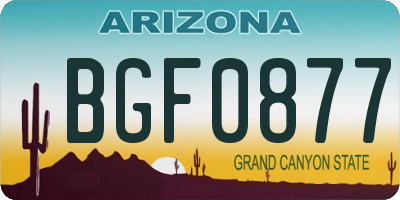 AZ license plate BGF0877