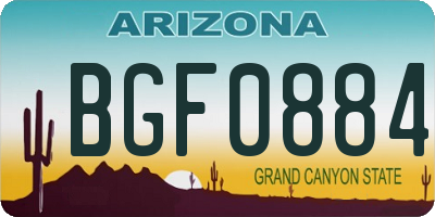 AZ license plate BGF0884