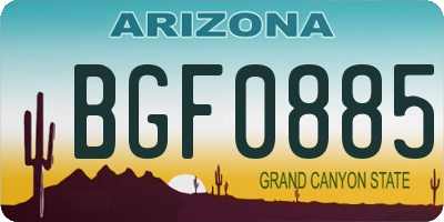 AZ license plate BGF0885