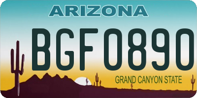AZ license plate BGF0890