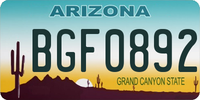 AZ license plate BGF0892