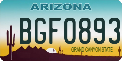 AZ license plate BGF0893