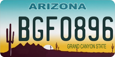 AZ license plate BGF0896