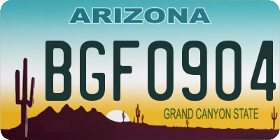 AZ license plate BGF0904