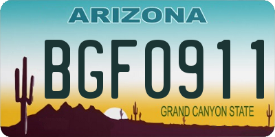 AZ license plate BGF0911