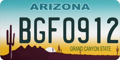 AZ license plate BGF0912
