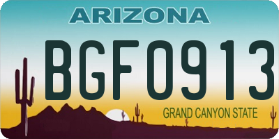 AZ license plate BGF0913