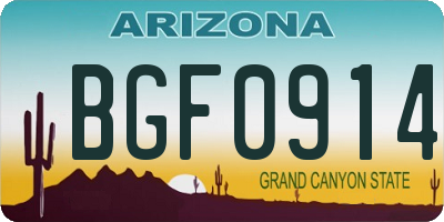 AZ license plate BGF0914
