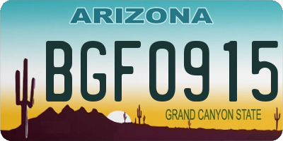 AZ license plate BGF0915