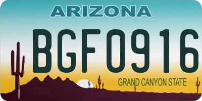 AZ license plate BGF0916