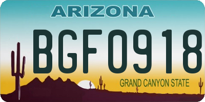 AZ license plate BGF0918