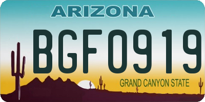 AZ license plate BGF0919